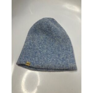 David and Young light blue ribbed wool Blend beanie hat unisex one size fits all